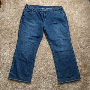 Wrap London Jeans Straight Leg High Rise embroidered waist fray hem 16 cute!